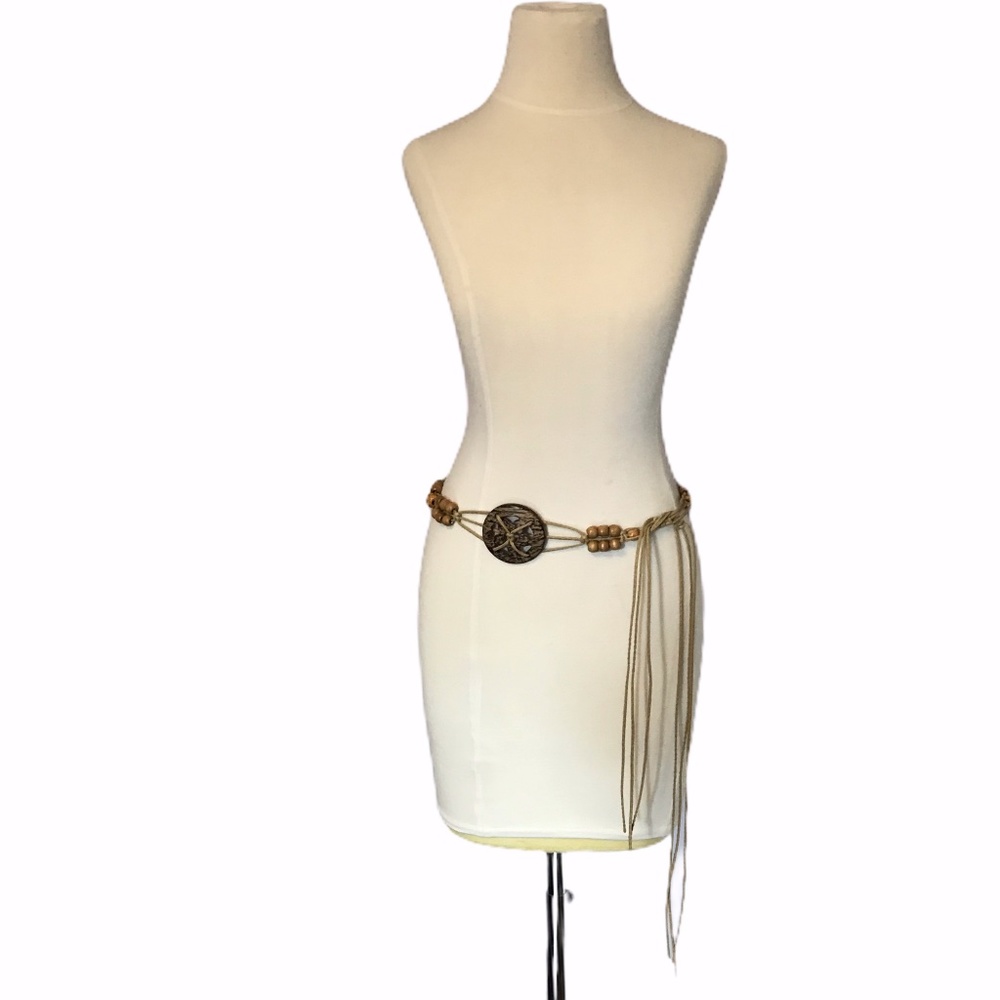 Boho Tribal Tassel Wooden Beaded Adjustable Belt